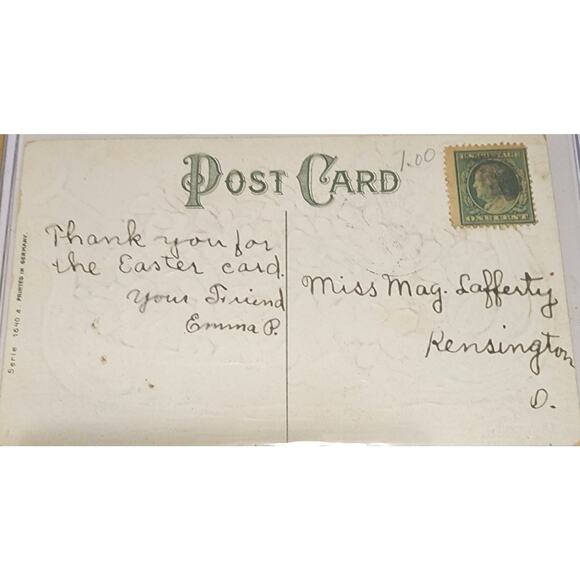 Lot Of Four Vintage Antique Embossed Postcards Flowers Birthday Boats - Picture 9 of 9